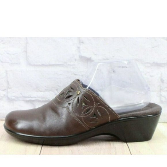 Clarks Shoes - Clarks Bendables Brown Leather Slip On Mule Clogs Shoes Size 8.5 M